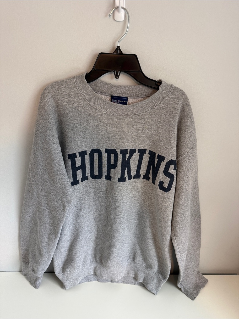 JOHNS HOPKINS Grey Crewneck Sweatshirt with Navy Hopkins Lettering